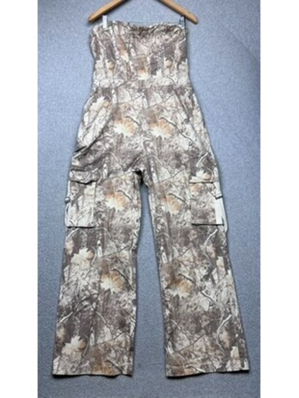 Riley James Camo Jumpsuit Womens XL Cargo Strapless Wide Leg Gorpcore Country